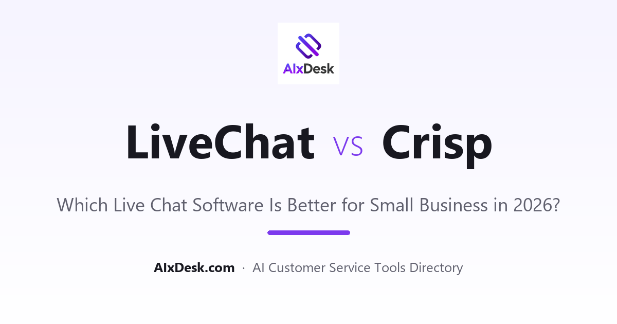 LiveChat vs Crisp comparison - which live chat software is better for small business in 2026